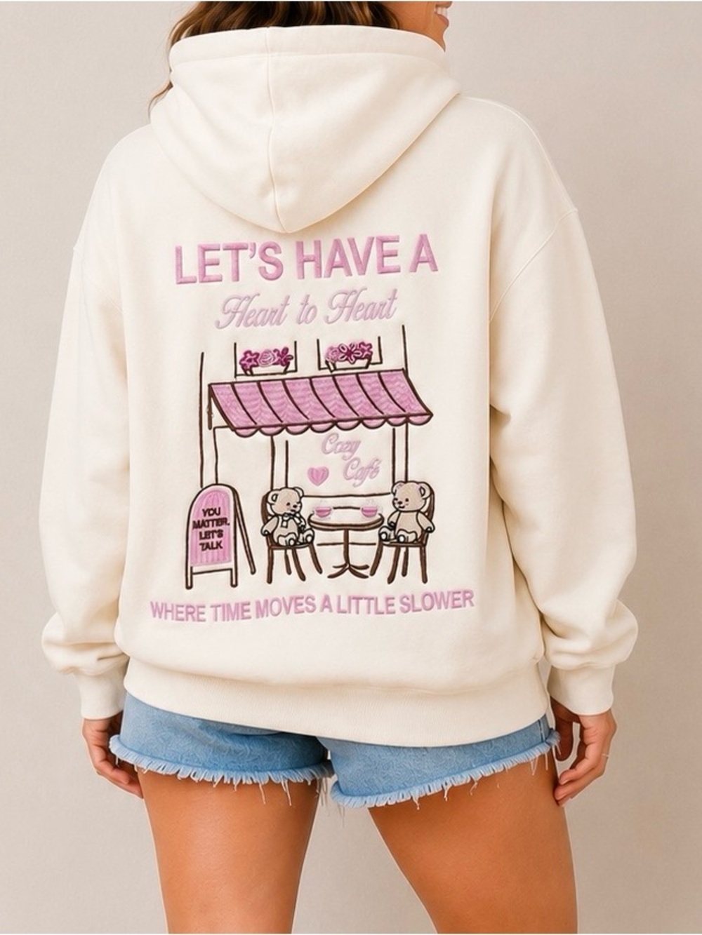 NEW Altar’d State Cozy Cafe Bear Hoodie Sweatshirt Size Small NWT